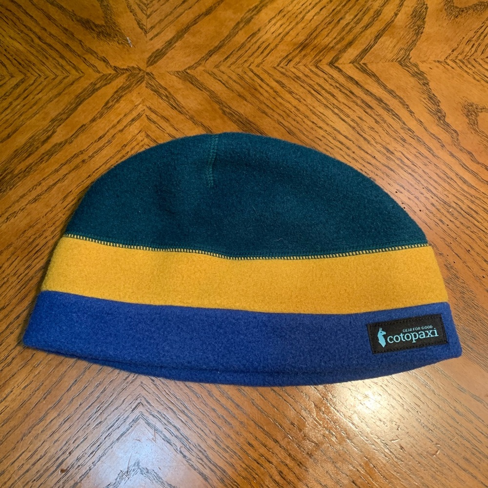 Cotopaxi Teca Fleece Beanie Hat Green Yellow Blue Unisex One Size